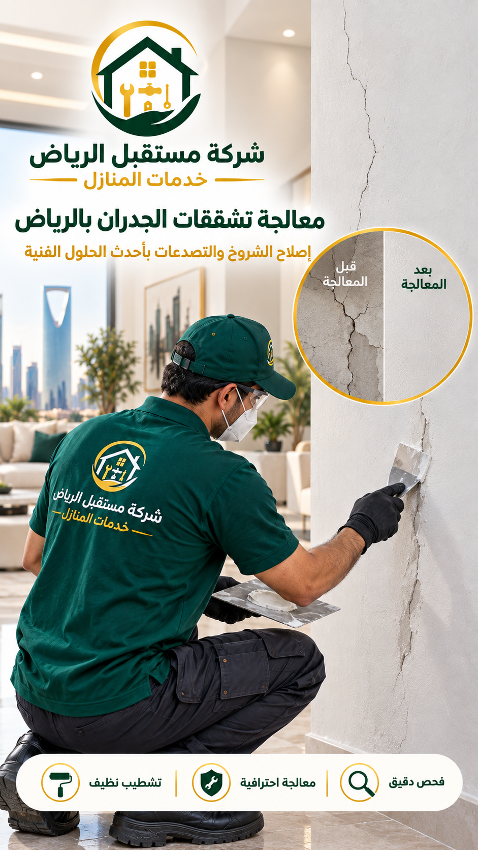معالجه تشققات الجدران بالرياض